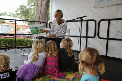 Whitney Stewart reads from her picture book, A CATFISH TALE at the New Orleans children's book festival. 